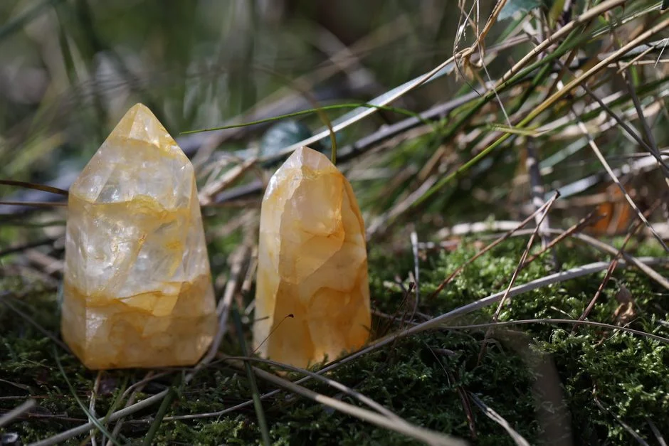 citrine crystal, windowsill