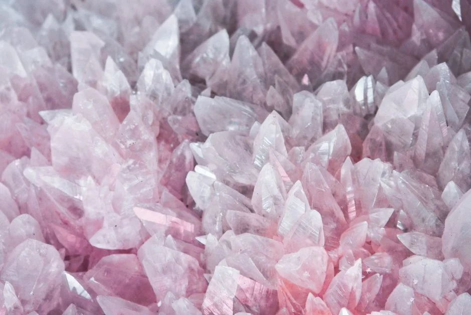 Pink quartz crystal,
