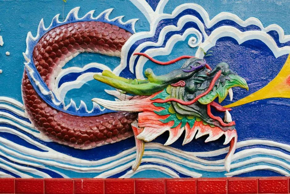 Chinese dragon mural,