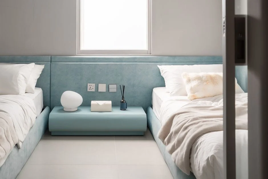 Pastel colonial bedroom,