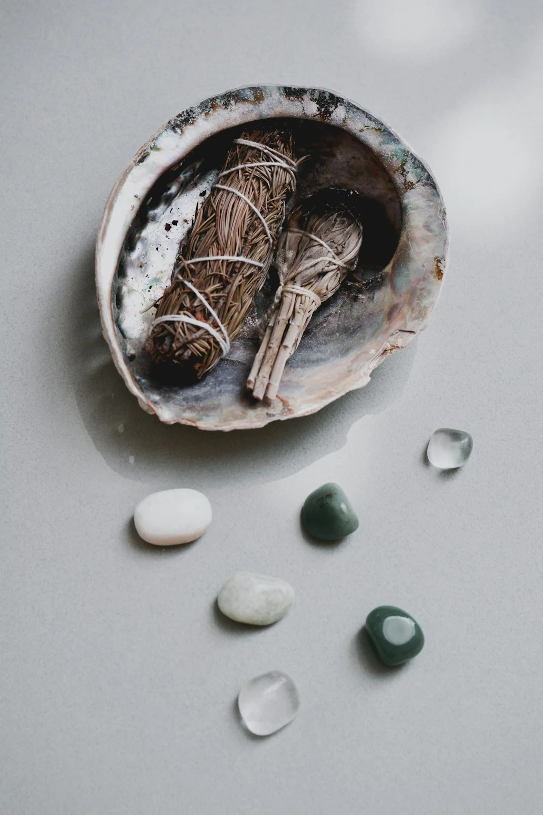 Sage smudging, crystal