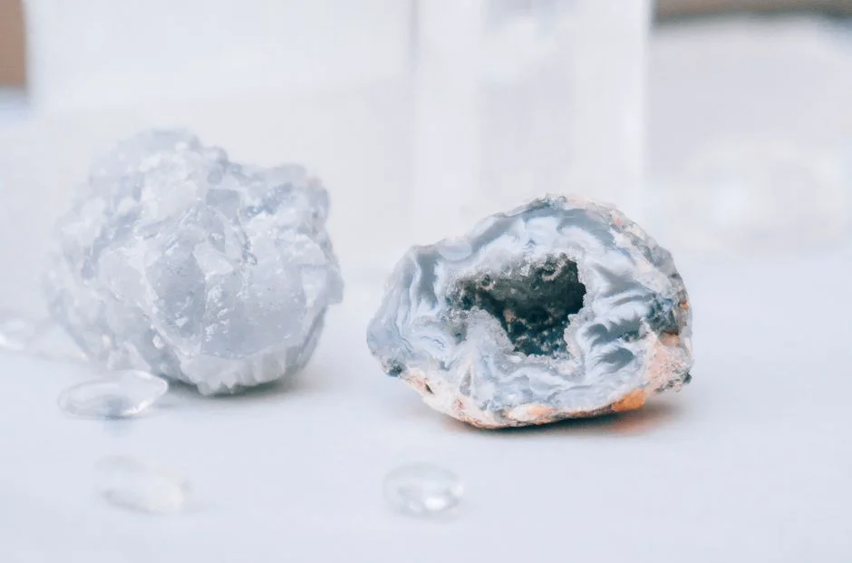 Blue quartz crystal,