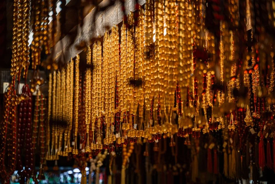 Amber bracelet, golden