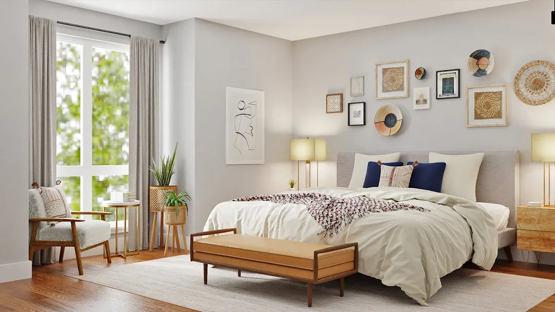Peaceful bedroom atmosphere,