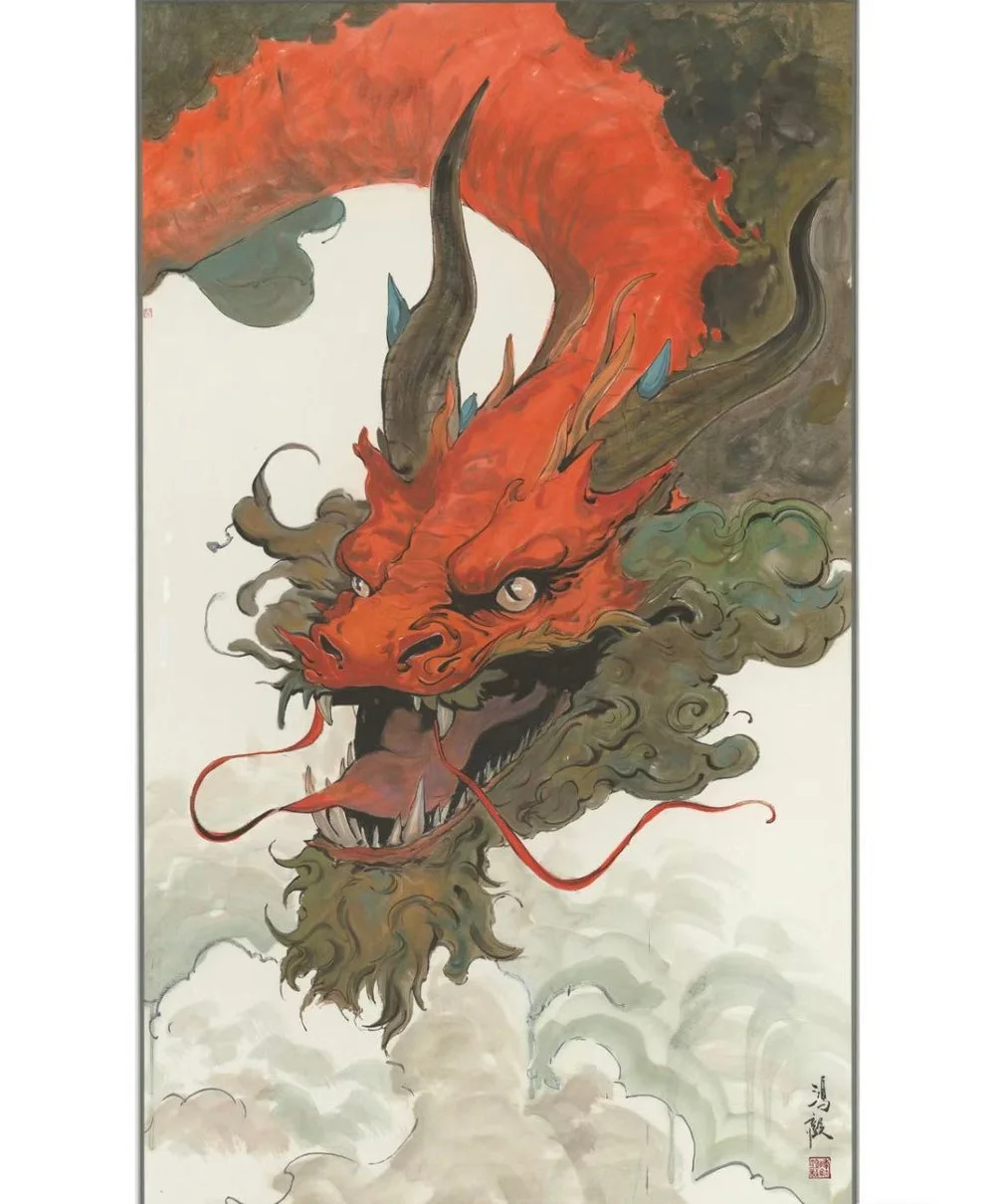 Dragon near water,