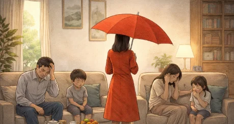 opening umbrella indoors,