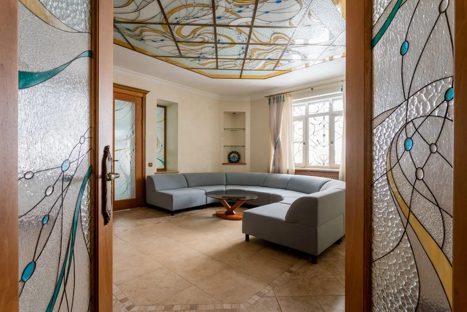 Sofa facing door