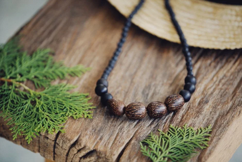 wooden beads, coconut