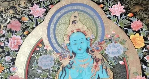 Green Tara statue,